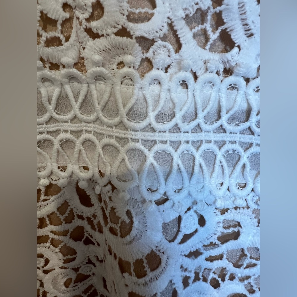 White Beautiful Sleeveless Lace Peplum Blouse - Picture 6 of 15